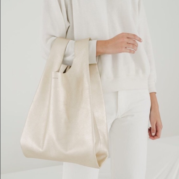 BAGGU Handbags - BAGGU Cream Nubuck Leather Simple Tote